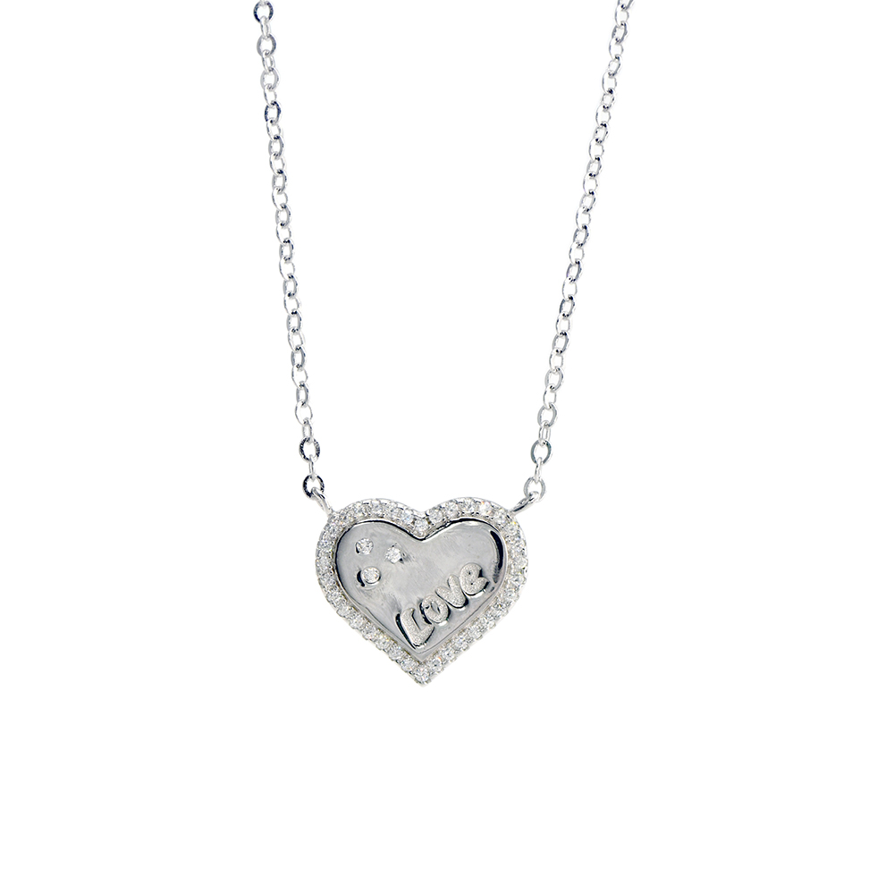 solidarity stimulate adopt Lant din argint 925 cu pandantiv "LOVE" in forma de inima si zirconii albe  - Rankine.ro