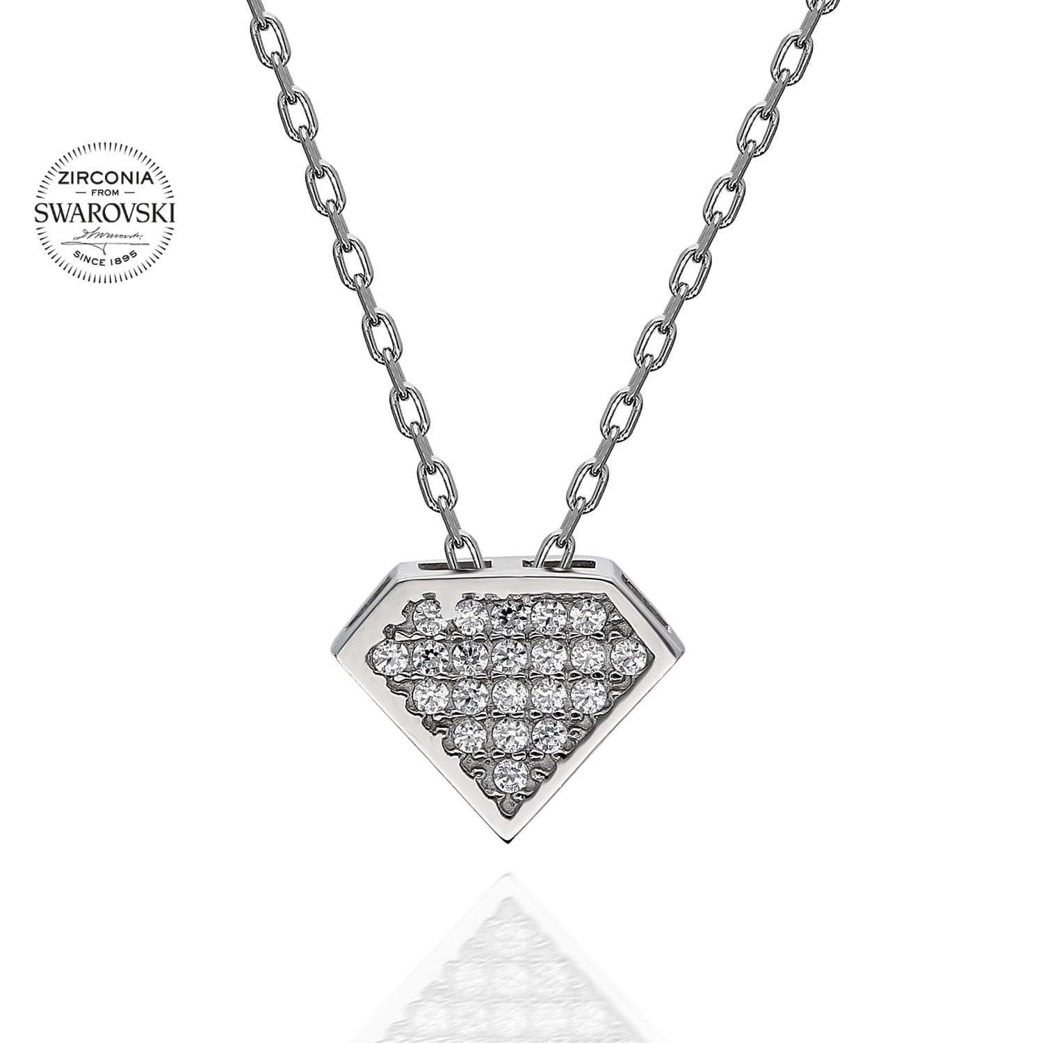 Lant din Argint 925 cu pandantiv in forma de triunghi stilizat cu cristale swarovski