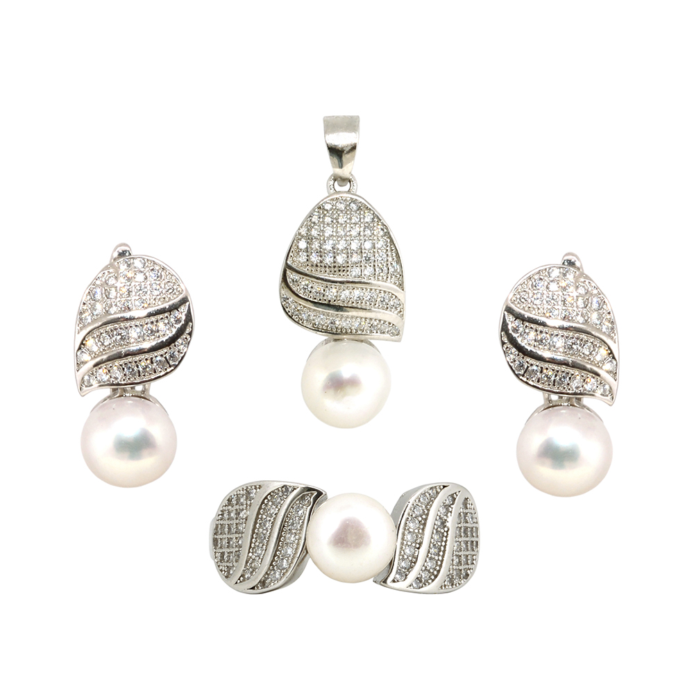 Set argint Mayra cu perle