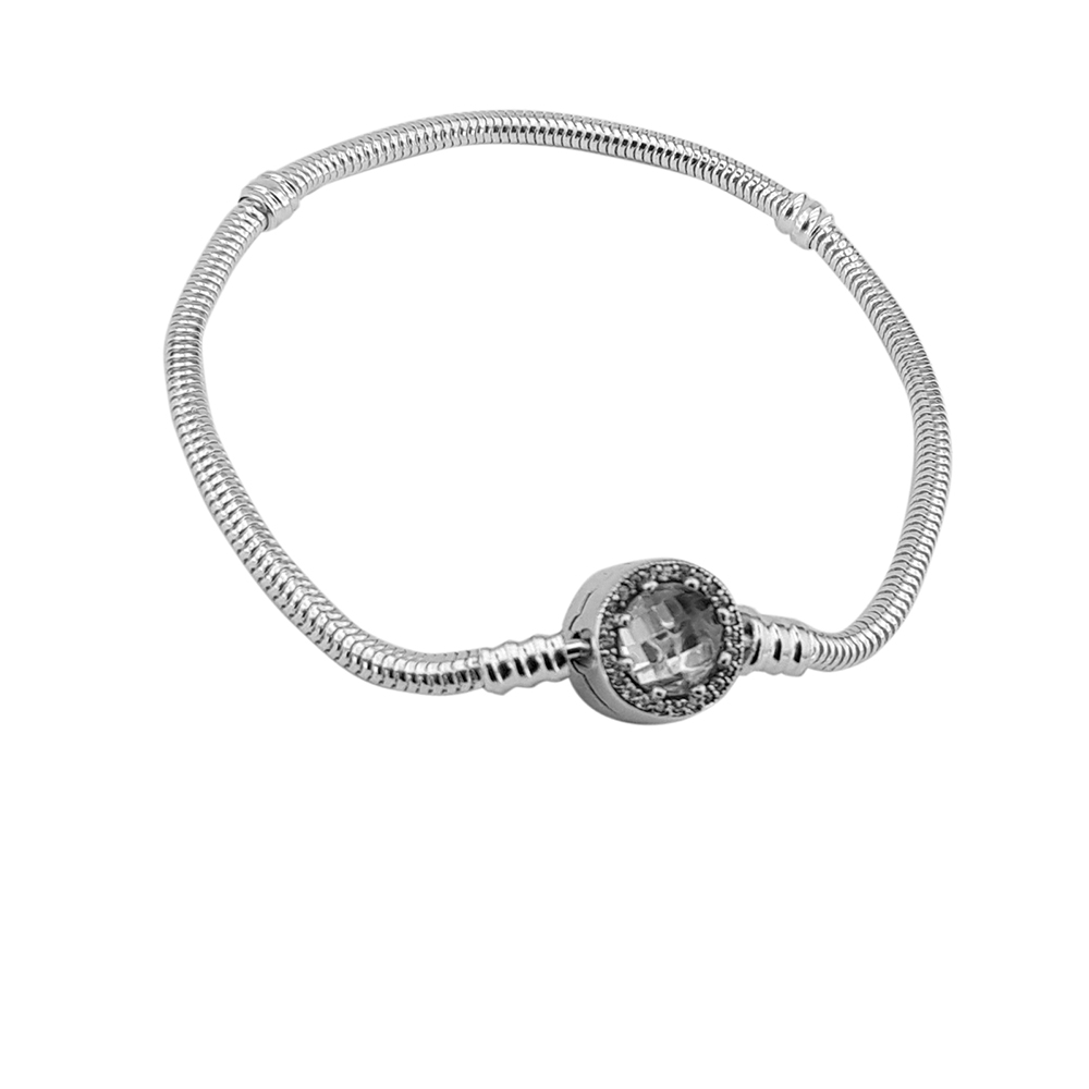 Bratara argint charm cu inchizatoare rotunda cu zirconii, marime 18 cm