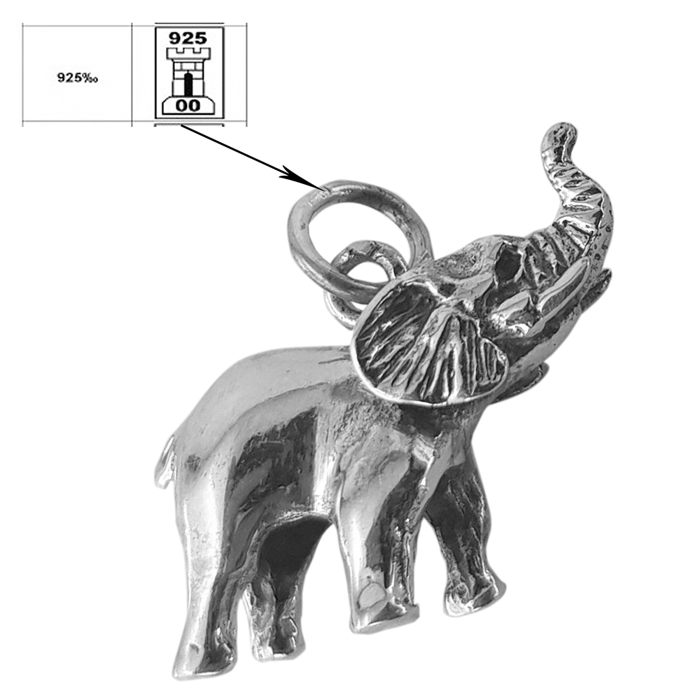 Pandantiv elefant din argint, lucrat manual