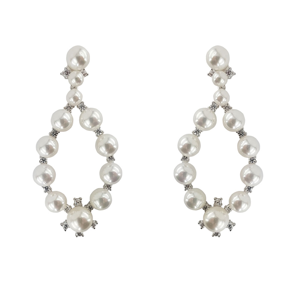 Cercei argint eleganti cu multiple perle