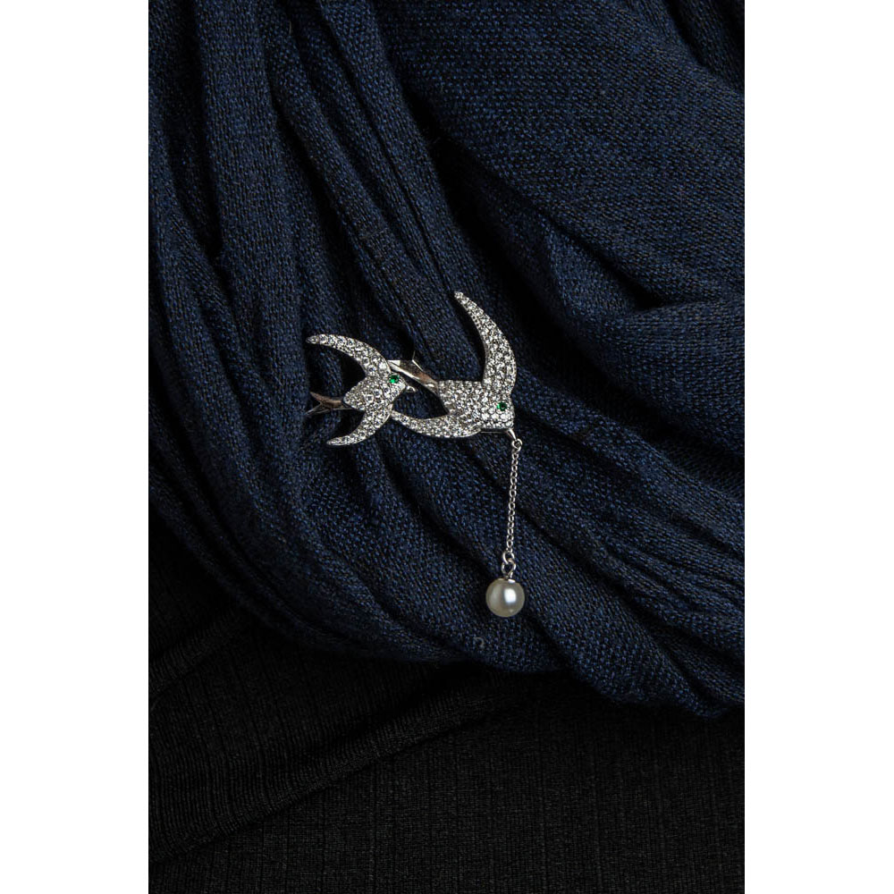 Brosa argint spring swallows