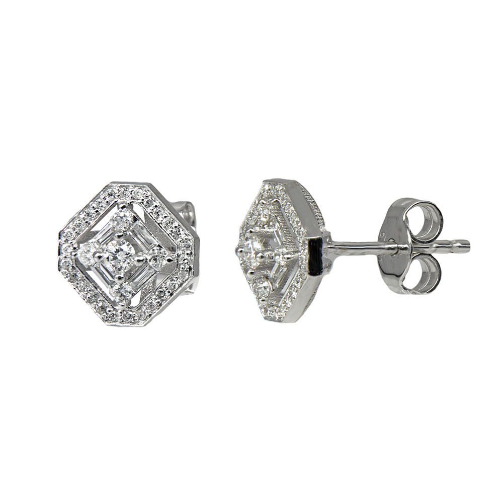 Cercei aur alb Thia Diamond cu diamante de 0.09 si 0.21 carate