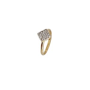 Inel aur 14K square cu zirconii, marime 51