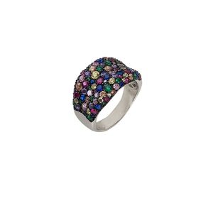 Inel argint deosebit multicolour crystals, marime 55