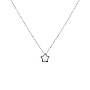 Lant argint Catarina contur stea cu zirconii multicolore