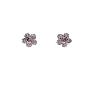 Cercei argint floare roz Olivia