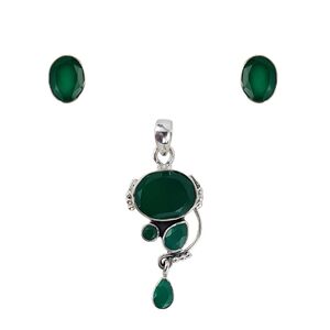 Set argint Kimia cu onix verde