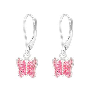 Cercei copii Pink Butterfly cu email roz