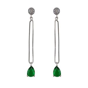 Cercei lungi argint lacrima verde Thia