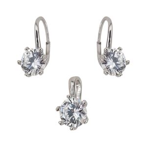 Set argint elegant cu zirconiu Crystal