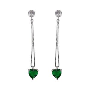 Cercei argint inima verde Thia