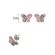 Cercei argint fluture cu email roz si zirconii albe